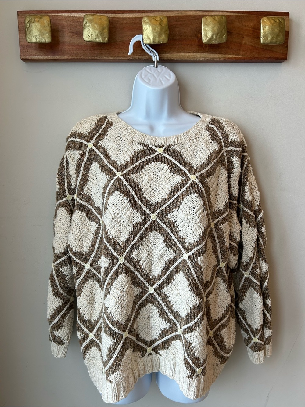 SILK knit Jennifer Reed Hand Knit Grandpa Core Cottagecore Textured Sweater L